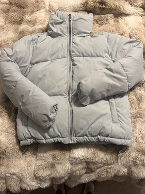 Express - Light Gray Puffer Jacket - Small